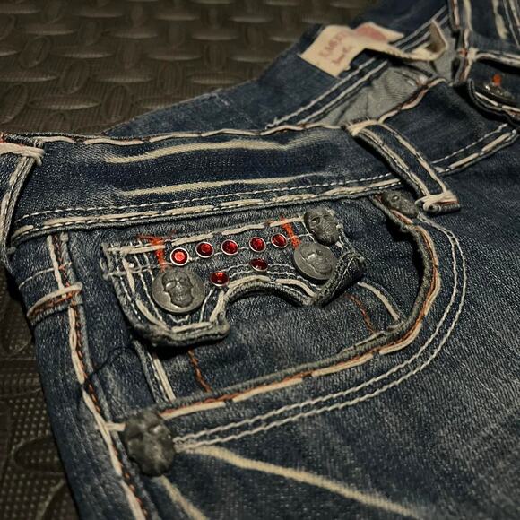 Baggy Y2K Vintage Laguna Beach Jean Co. Swarovski Hand Made Denim Shorts - Picture 4 of 6